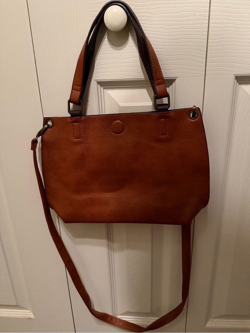 Bass Brown Shoulder Tote Bag with Dark Brown Handles